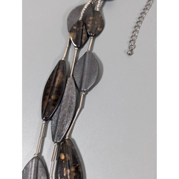 Gray Brown Multi Layer Necklace Fall Autumn Whimsigoth Earthy 20" - Picture 7 of 8